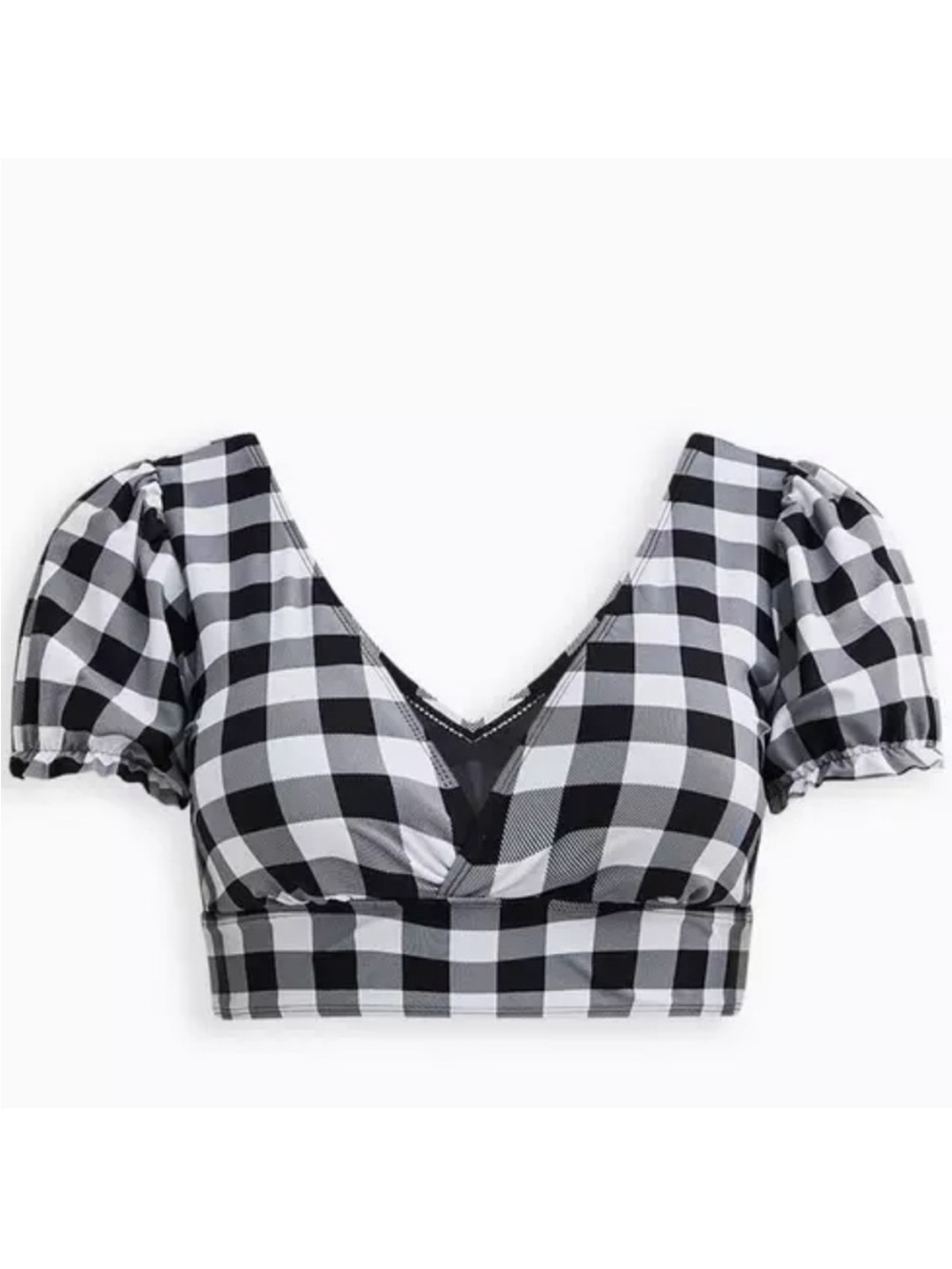 Retro Chic by Torrid Black & White Gingham Puff Sleeve Bikini Top Plus Size 3X